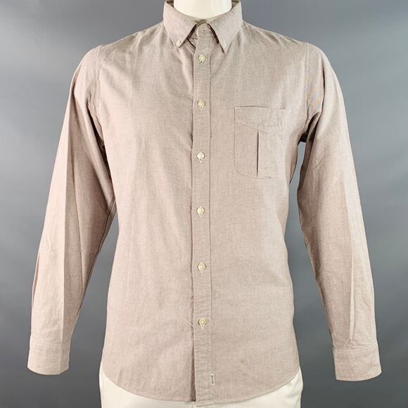 WINGS + HORNS Size L Grey Cotton One Pocket Button Down Collar Long Sleeve Shirt - Picture 1 of 8